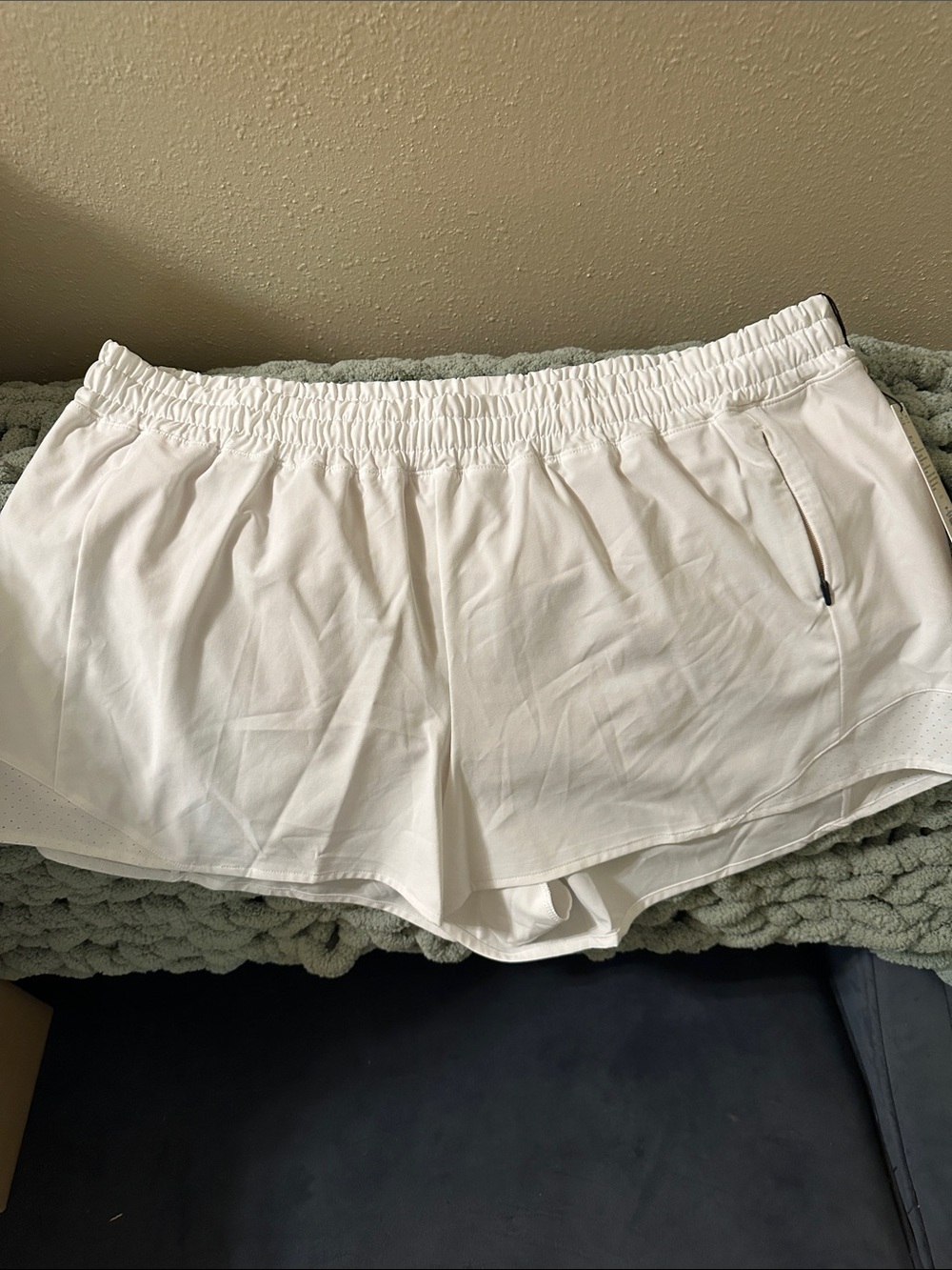 CAlia White Athletic Running Shorts with Elastic Waist